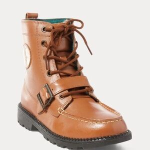 Polo Ralph Lauren ranger hi Classic Brown Kids Leather Lace-Up Boot